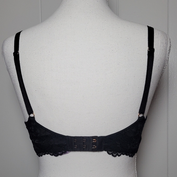 SALE Savage X Fenty Black Lace Padded Push Up Bra Boudoir Sexy Underwire 32C - Picture 5 of 7